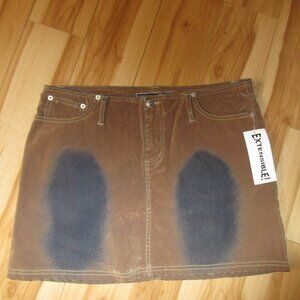 Velvet and denim mini-skirt